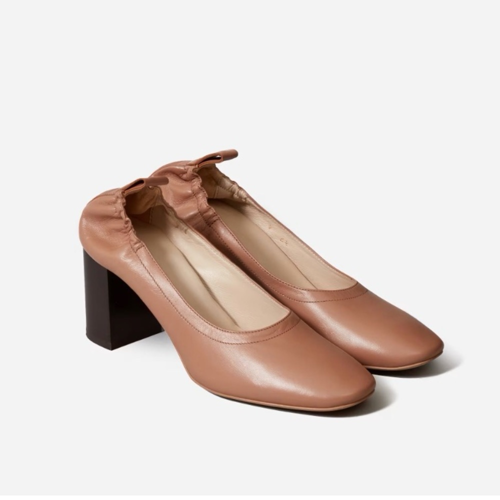 Everlane Tan Brown Block Heel Pumps